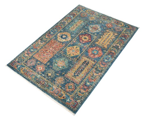Close-up detail of New Samarkand rug from Pakistan showing Wool weave