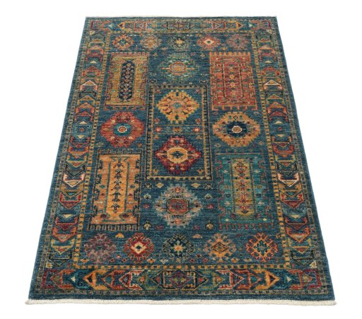 Surface texture of New Samarkand rug with natural Wool and intricate pattern