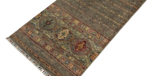 Backside of handmade New Samarkand rug showing knot structure and weave density