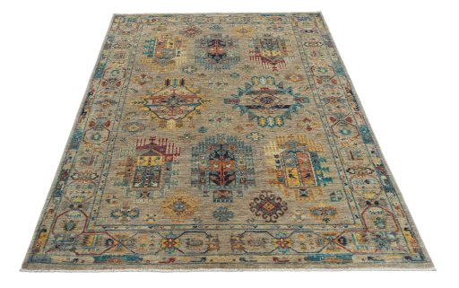 Surface texture of New Samarkand rug with natural Wool and intricate pattern