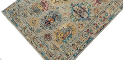 Backside of handmade New Samarkand rug showing knot structure and weave density