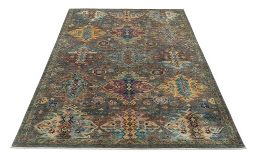Surface texture of New Samarkand rug with natural Wool and intricate pattern