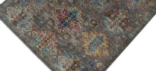 Backside of handmade New Samarkand rug showing knot structure and weave density