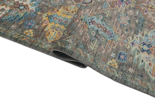 Close-up detail of New Samarkand rug from Pakistan showing Wool weave
