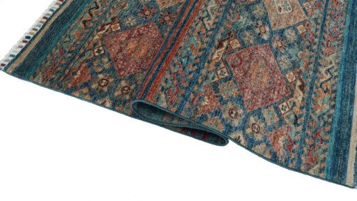 Close-up detail of New Samarkand rug from Pakistan showing Wool weave