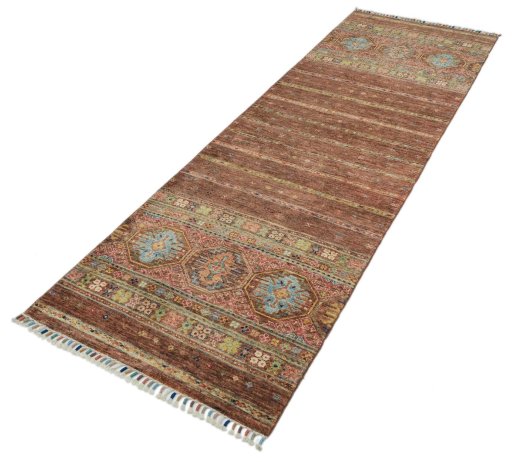 Close-up detail of New Samarkand rug from Pakistan showing Wool weave