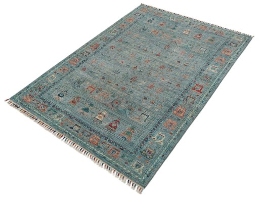 Close-up detail of New Samarkand rug from Pakistan showing Wool weave