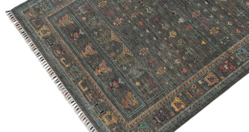 Backside of handmade New Samarkand rug showing knot structure and weave density