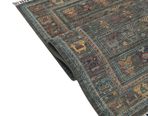 Close-up detail of New Samarkand rug from Pakistan showing Wool weave