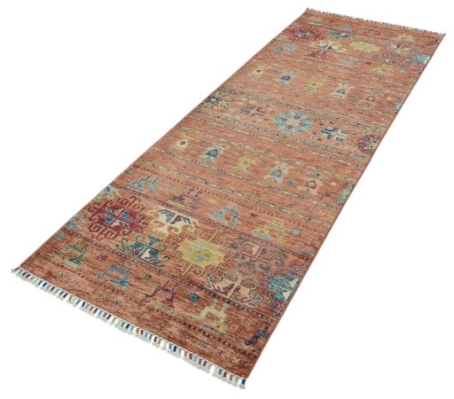 Close-up detail of New Samarkand rug from Pakistan showing Wool weave