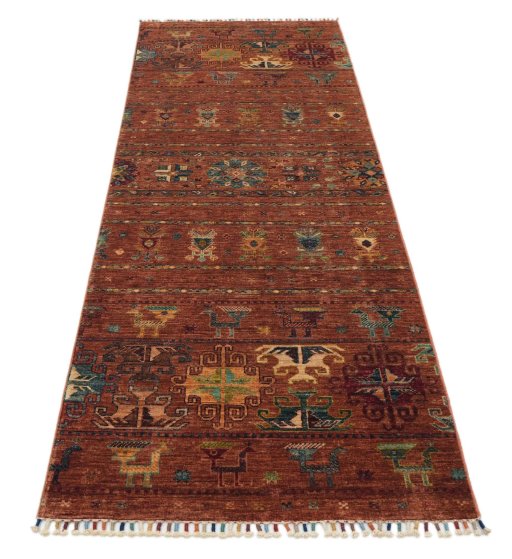 Surface texture of New Samarkand rug with natural Wool and intricate pattern