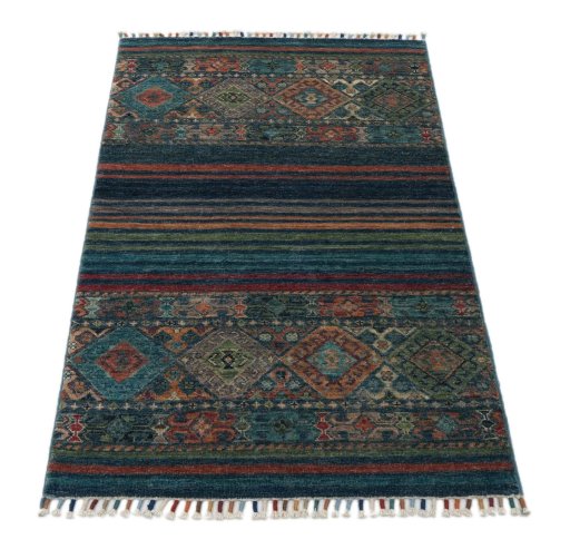 Surface texture of New Samarkand rug with natural Wool and intricate pattern