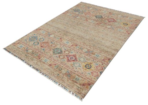 Close-up detail of New Samarkand rug from Pakistan showing Wool weave