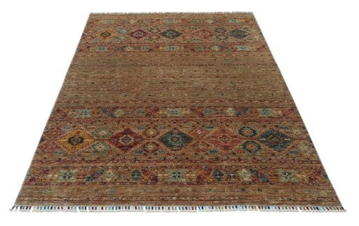 Surface texture of New Samarkand rug with natural Wool and intricate pattern