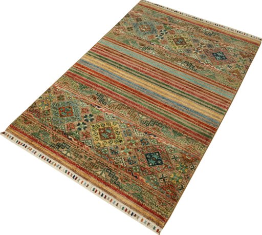 Close-up detail of New Samarkand rug from Pakistan showing Wool weave
