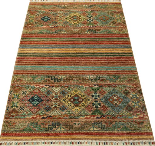 Surface texture of New Samarkand rug with natural Wool and intricate pattern
