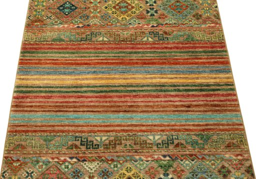 Backside of handmade New Samarkand rug showing knot structure and weave density