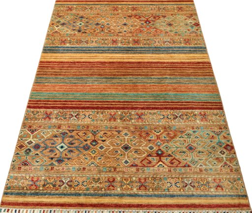 Surface texture of New Samarkand rug with natural Wool and intricate pattern