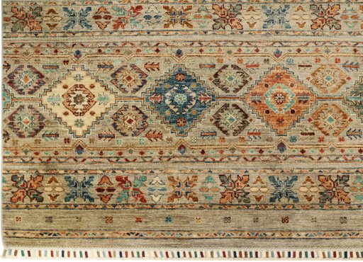 Close-up detail of New Samarkand rug from Pakistan showing Wool weave
