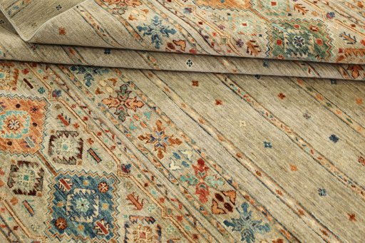 Surface texture of New Samarkand rug with natural Wool and intricate pattern