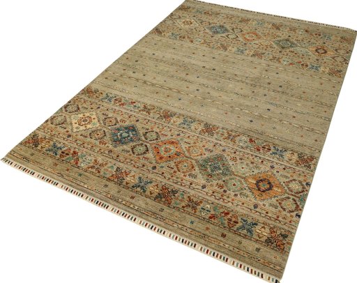 Close-up detail of New Samarkand rug from Pakistan showing Wool weave