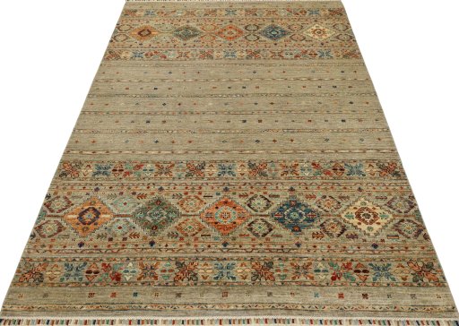 Surface texture of New Samarkand rug with natural Wool and intricate pattern