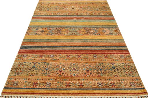 Surface texture of New Samarkand rug with natural Wool and intricate pattern