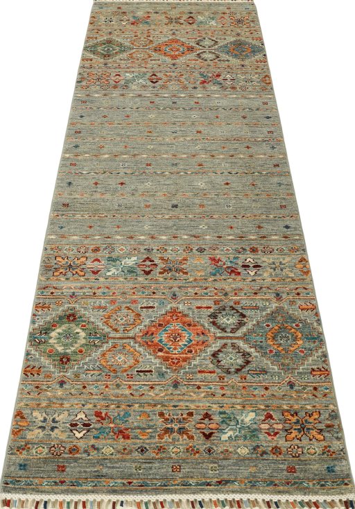 Surface texture of New Samarkand rug with natural Wool and intricate pattern