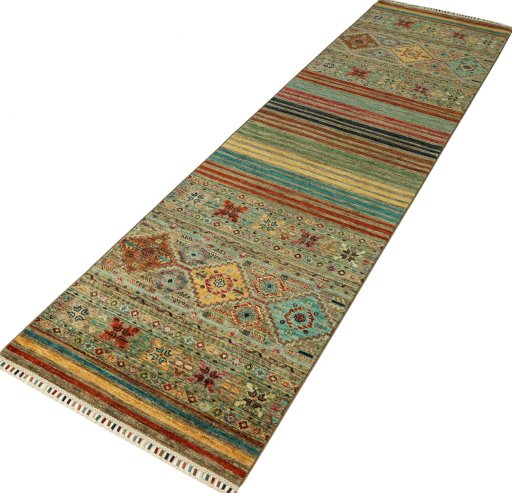 Close-up detail of New Samarkand rug from Pakistan showing Wool weave