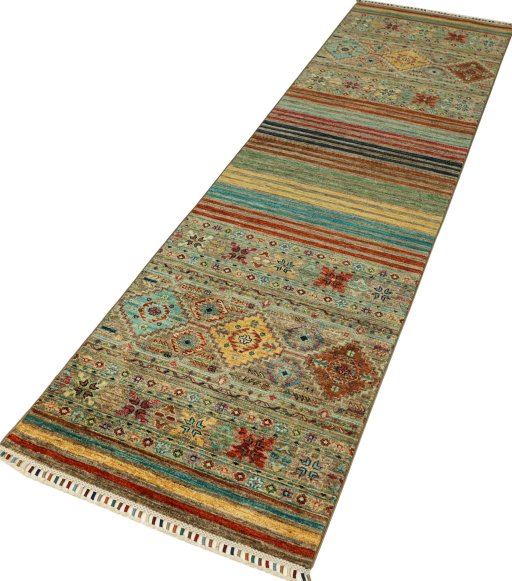 Close-up detail of New Samarkand rug from Pakistan showing Wool weave