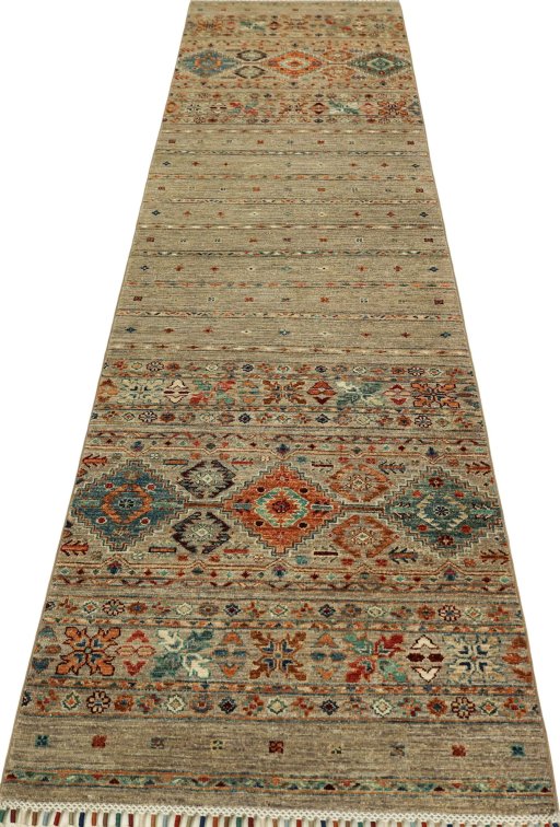 Surface texture of New Samarkand rug with natural Wool and intricate pattern