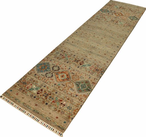 Close-up detail of New Samarkand rug from Pakistan showing Wool weave