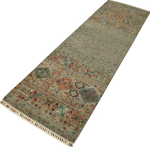 Close-up detail of New Samarkand rug from Pakistan showing Wool weave