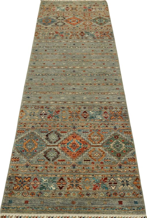 Surface texture of New Samarkand rug with natural Wool and intricate pattern