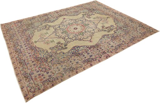 Corner detail of 1880s Antique Carpets rug showing border pattern and Wool pile