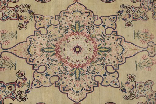 Central medallion detail of 1880s Antique Carpets rug from Iran / Persia