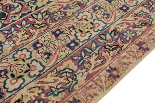 Close-up detail of 1880s Antique Carpets rug from Iran / Persia showing Wool weave