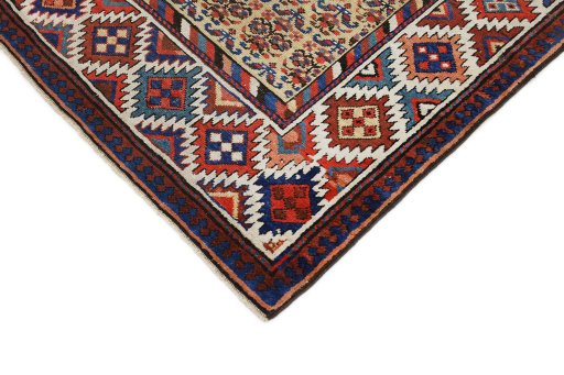 Backside of handmade 1900s Antique Carpets rug showing knot structure and weave density