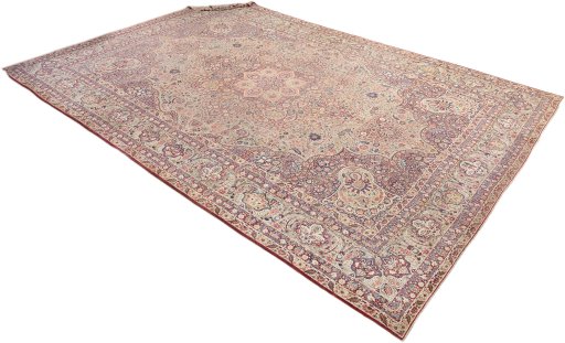 Close-up detail of 1900s Antique Carpets rug from Iran / Persia showing Wool weave