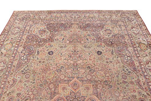 Surface texture of 1900s Antique Carpets rug with natural Wool and intricate pattern