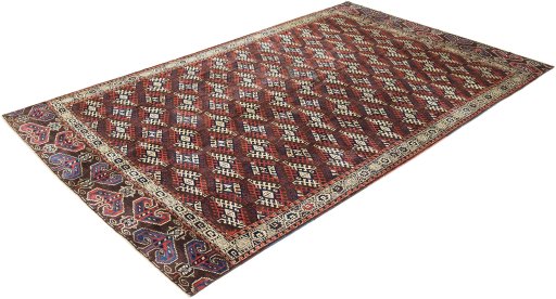 Corner detail of 1880s Antique Carpets rug showing border pattern and Wool pile