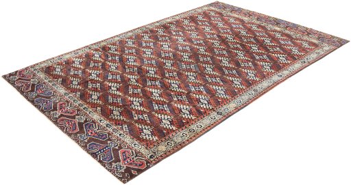 Close-up detail of 1880s Antique Carpets rug from Uzbekistan showing Wool weave
