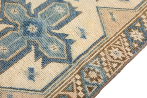 Close-up detail of 1920s Antique Carpets rug from Turkey showing Wool weave