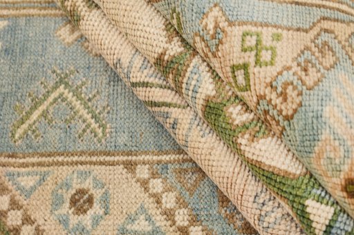 Full view of 1920s Antique Carpets rug from Turkey, 210 × 122 cm in Blue tones