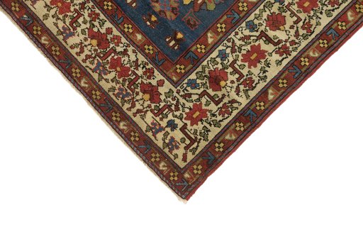 Backside of handmade 1870s Antique Carpets rug showing knot structure and weave density