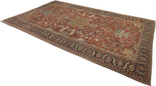 Close-up detail of 1900s Antique Carpets rug from Iran / Persia showing Wool weave