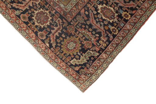 Backside of handmade 1900s Antique Carpets rug showing knot structure and weave density