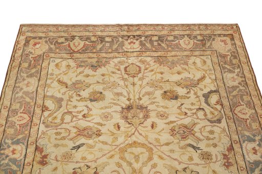 Surface texture of 1920s Antique Carpets rug with natural Wool and intricate pattern