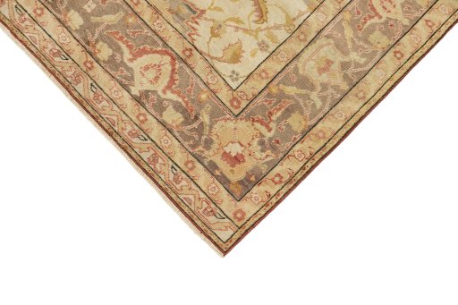 Backside of handmade 1920s Antique Carpets rug showing knot structure and weave density