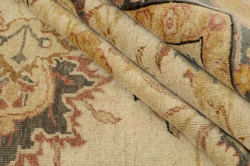 Full view of 1920s Antique Carpets rug from Turkey, 289 × 206 cm in Cream tones
